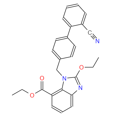 CAS：139481-41-7,中文名稱：2-乙氧基-1-[[(2`-腈基連苯-4-取代)甲基]苯并咪唑]-7-羧酸乙酯