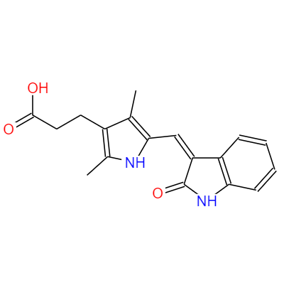 CAS：210644-62-5,中文名稱：(Z)-3-(2,4-二甲基-5-((2-氧代吲哚啉-3-亞基)甲基)-1H-吡咯-3-基)丙酸 英文名稱：SU6668 