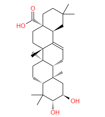  CAS：4373-41-5,中文名稱：山楂酸；2Α-羥基齊墩果酸；馬斯里酸 英文名稱：Maslinic acid