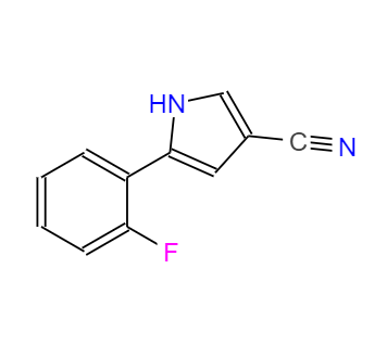 CAS： 1240948-77-9，中文名稱： 5-(2-氟苯基)-1H-吡咯-3-甲腈 英文名稱： 5-(2-fluorophenyl)-1H-pyrrole-3-carbonitrile 
