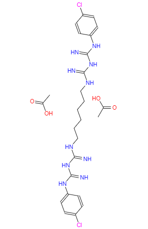 CAS： 206986-79-0，中文名稱： 醋酸氯己定 英文名稱：Chlorhexidine diacetate 