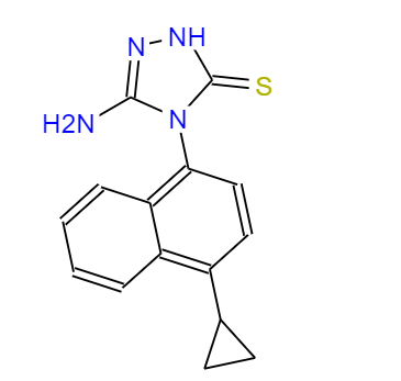 CAS： 878671-96-6，中文名稱： 5-氨基-4-（4-環(huán)丙基-1-萘）-2,4-二氫-3H-1,2,4-噻唑-3-硫醇