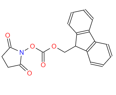CAS： 82911-69-1，中文名稱(chēng)： 9-芴甲基-N-琥珀酰亞胺碳酸酯 英文名稱(chēng)： Fmoc-Osu 