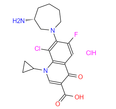 CAS： 405165-61-9，中文名稱： 鹽酸貝西沙星 英文名稱：Besifloxacin hydrochloride 