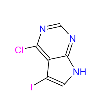 CAS： 123148-78-7,中文名稱： 5-碘-4-氯-7H-吡咯并[2,3-d]嘧啶 英文名稱：4-chloro-5-iodo-7H-pyrrolo[2,3-d]pyrimidine 