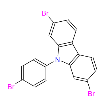CAS： 1313900-20-7，中文名稱： 2,7-二溴-9-(4-溴苯基)-9H-咔唑 英文名稱：2,7-Dibromo-9-(4-bromophenyl)-9H-carbazole 
