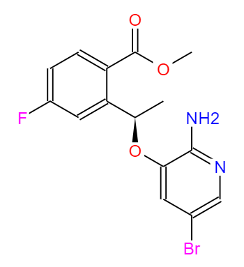 CAS： 1454848-00-0，中文名稱： 甲基(R)-2-(1-((2-氨基-5-溴吡啶-3-氧乙基)-4-氟苯甲酸