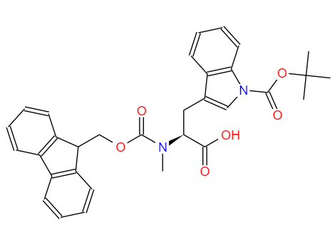 CAS： 197632-75-0，英文名稱：Fmoc-N-Me-Trp(Boc)-OH 