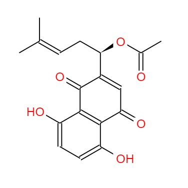 CAS： 24502-78-1，中文名稱(chēng)： 乙酰紫草素 英文名稱(chēng)：Acetylshikonin 