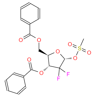 CAS： 134877-43-3，中文名稱： 2,2-二氟-1-甲磺酰氧基-2-脫氧核糖-3,5-二苯甲酸酯