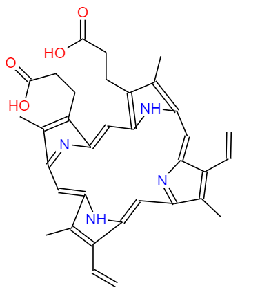 CAS： 553-12-8，中文名稱： 原卟啉 英文名稱：Protoporphyrin IX 