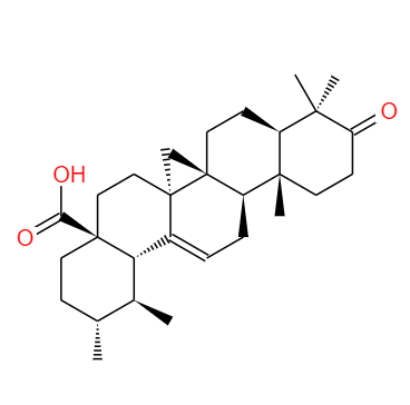 CAS： 6246-46-4，中文名稱： 3-氧代烏索烷-12-烯-28-羧酸 英文名稱：3-oxo-urs-12-en-28-oicacid 