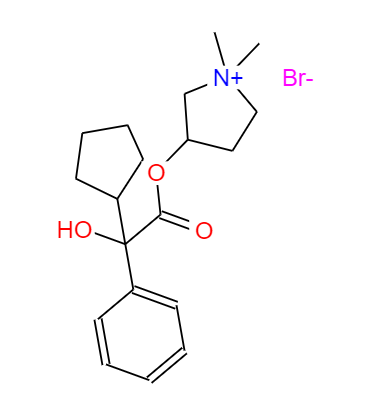 CAS： 475468-09-8，中文名稱： (3R)-3-[[(2R)-環(huán)戊基羥基苯基乙?；鵠氧基]-1,1-二甲基吡咯烷溴化物 英文名稱：Glycopyrronium bromide 
