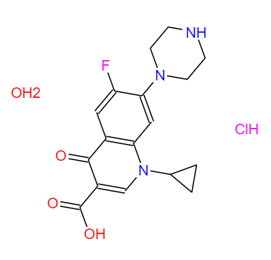 CAS： 86393-32-0，中文名稱： 鹽酸環(huán)丙沙星(一水物) 英文名稱：Ciprofloxacinhydrochloride 
