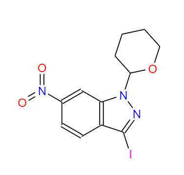CAS： 886230-74-6，中文名稱： 3-碘-6-硝基-1-(四氫-2H-吡喃-2-基)-1H-吲唑；阿西替尼中間體