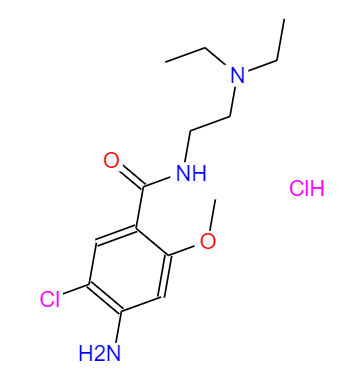 CAS： 54143-57-6，中文名稱： 鹽酸胃復(fù)安 英文名稱：metoclopramide hydrochloride