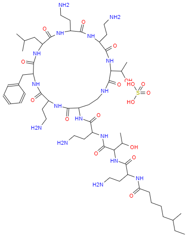 CAS： 1405-20-5，中文名稱： 硫酸多粘菌素B 英文名稱： Polymyxin B Sulfate 