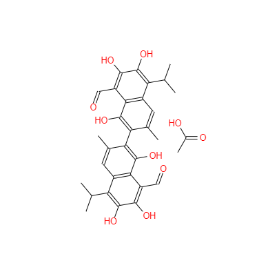 CAS： 12542-36-8，中文名稱： 醋酸棉酚 英文名稱：Gossypol-acetic acid 