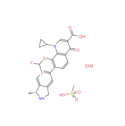 CAS： 223652-90-2，中文名稱： 甲磺酸加雷沙星一水合物 英文名稱：Garenoxacin mesylate hydrate 