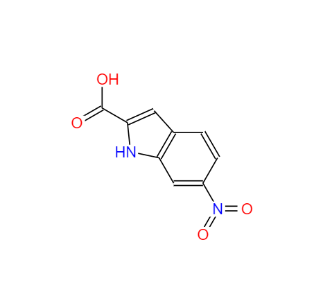 CAS： 10242-00-9，中文名稱： 6-硝基-1H-吲哚-2-羧酸 英文名稱：6-Nitro-1H-indole-2-carboxylicacid 
