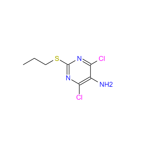 CAS： 145783-15-9，中文名稱： 4,6-二氯 -2-(丙硫基)-5-氨基嘧啶 英文名稱：4,6-dichloro-2-propylthiopyrimidine-5-amine