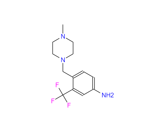 CAS： 694499-26-8，中文名稱(chēng)： 普納替尼中間體 英文名稱(chēng)：4-(4-Methylpiperazinomethyl)-3-(trifluoromethyl)aniline 