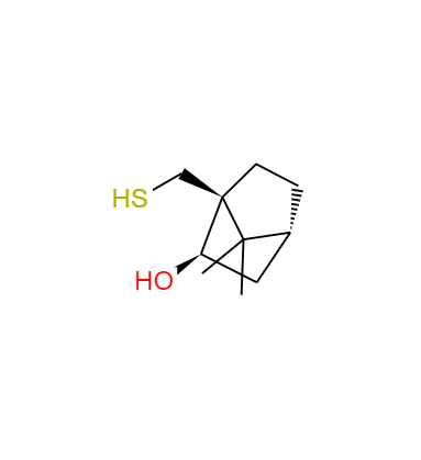 CAS： 71242-58-5，中文名稱： (1S)-(-)-10-巰基異冰片 英文名稱：(1S)-(-)-10-Mercaptoisoborneol 