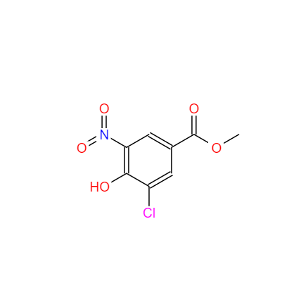 CAS： 40256-81-3，中文名稱： 3-氯-4-羥基-5-硝基苯甲酸甲酯 英文名稱：Methyl 3-chloro-4-hydroxy-5-nitrobenzoate 