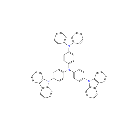 CAS： 139092-78-7，中文名稱： 三(4-咔唑-9-基苯基)胺 英文名稱：Tris(4-carbazoyl-9-ylphenyl)amine 