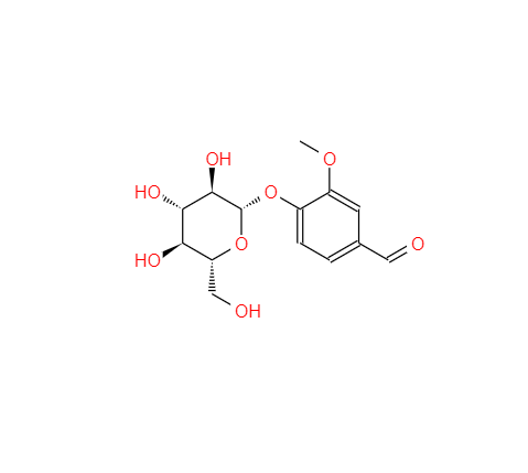 CAS： 494-08-6，中文名稱： 4-(beta-D-葡萄糖基)-3-甲氧基苯甲醛 英文名稱：Vanillin 4-O-β-D-Glucoside 