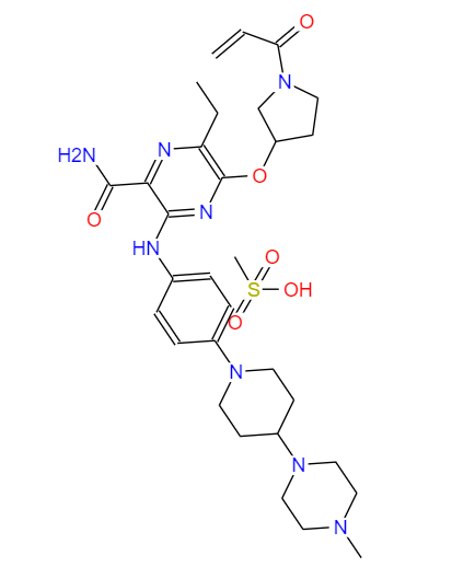 CAS：1448237-05-5，中文名稱：Naquotinib mesylate， 英文名稱：Naquotinib mesylate 