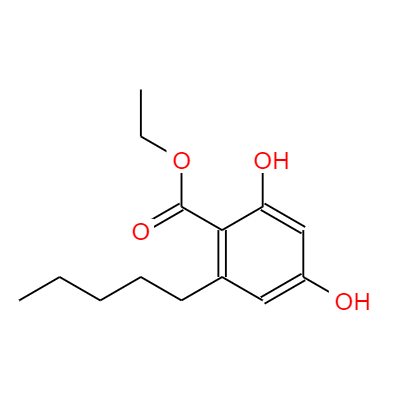  CAS：38862-65-6，中文名稱：2,4-二羥基-6-戊基苯甲酸乙酯， 英文名稱：Benzoic acid, 2,4-Dihydroxy-6-pentyl-, ethyl ester