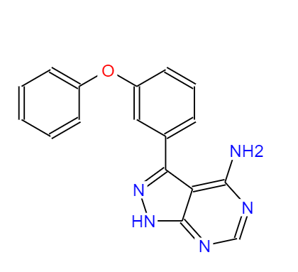 CAS：1092788-11-8，中文名稱：依魯替尼雜質(zhì)1（間位）， 英文名稱：3-(3-phenoxyphenyl)-1H-pyrazolo[3,4-d]pyrimidin-4-amine 