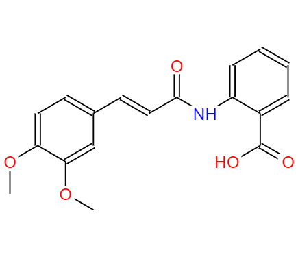 CAS：70806-55-2，中文名稱：(E)-2-(3-(3,4-二甲氧基苯基)丙烯酰胺基)苯甲酸 ，英文名稱：trans-Tranilast 