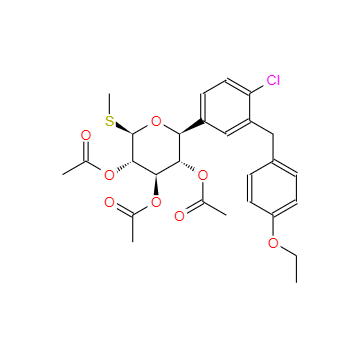 CAS：1018899-03-0，(2S,3S,4R,5S,6R)-2-(4-氯-3-(4-乙氧基苯基）苯基)-6-甲硫基四氫-2H-吡喃-3,4,5-三乙酸酯